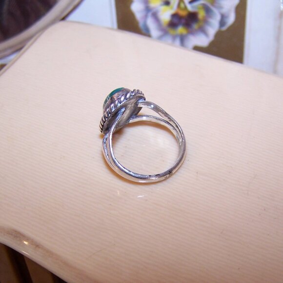 Native American Sterling Silver Turquoise Ring - Size 3.75 - Picture 8 of 10